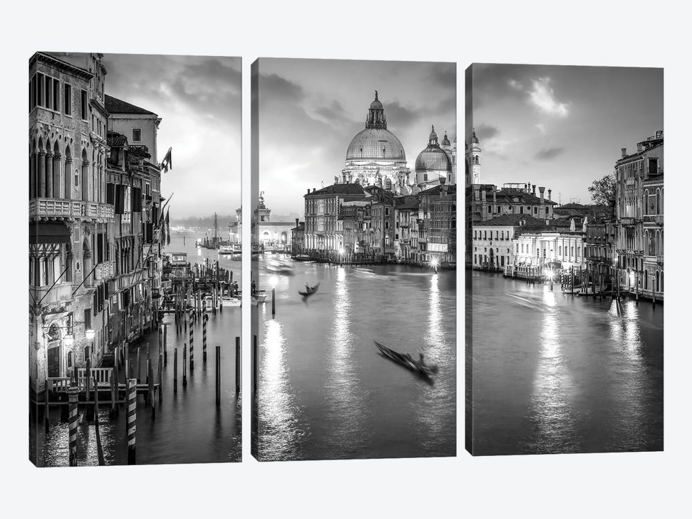 Canal Grande At night, Venice, Italy by Jan Becke 3-piece Canvas Art Print