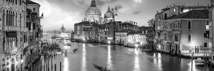 Canal Grande Panorama In Black And White, Venice, Italy