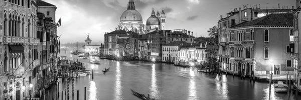 Italy: Canal Grande Panorama In Black And White, Venice, Italy by Jan Becke