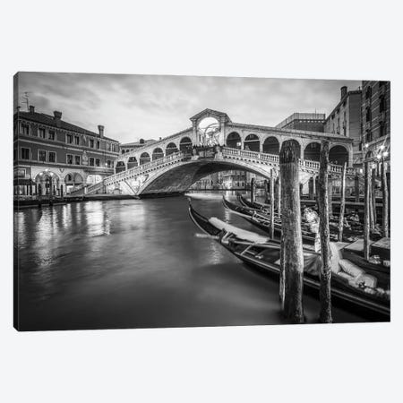 Rialto Bridge In Black And White, Venice, Italy Canvas Print #JNB2211} by Jan Becke Canvas Print