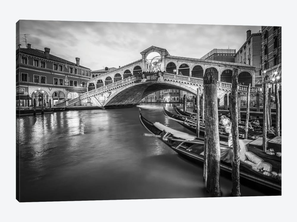 Rialto Bridge In Black And White, Venice, Italy by Jan Becke 1-piece Canvas Print