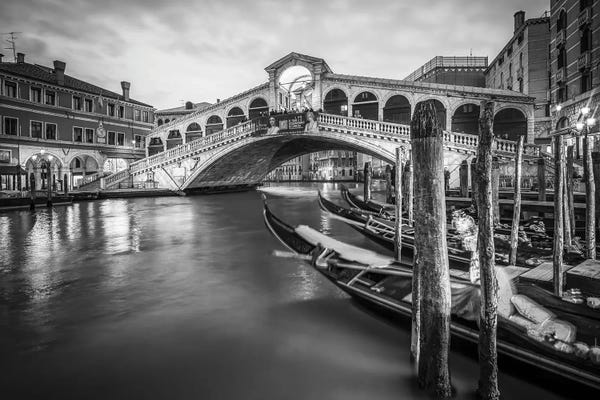Veneto: Rialto Bridge In Black And White, Venice, Italy by Jan Becke