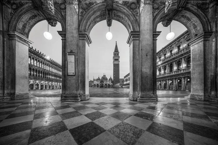 Piazza San Marco At Dusk With View Of Campanile And St Mark's Basilica, Venice, Italy