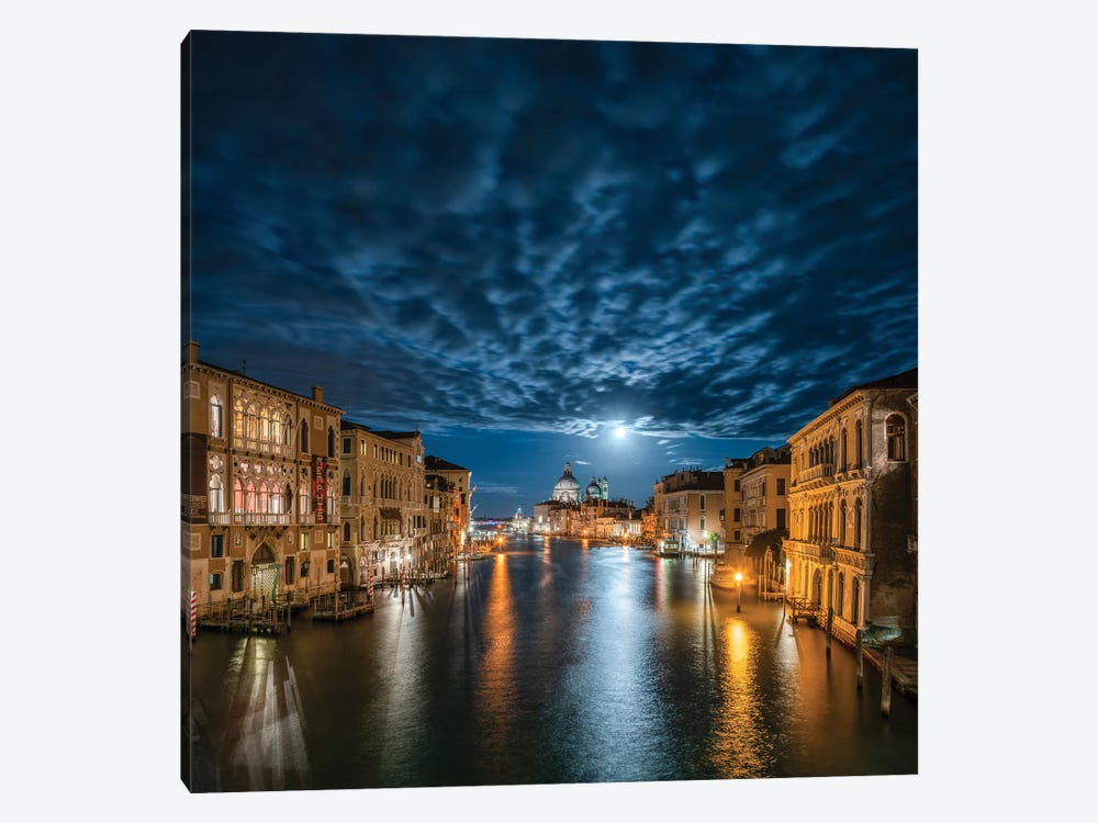 Full Moon Above The Grand Canal In Venice, Italy by Jan Becke 1-piece Canvas Wall Art