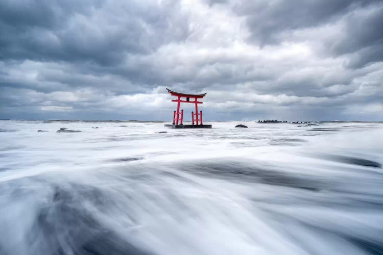 Red Torii Gate In The Sea