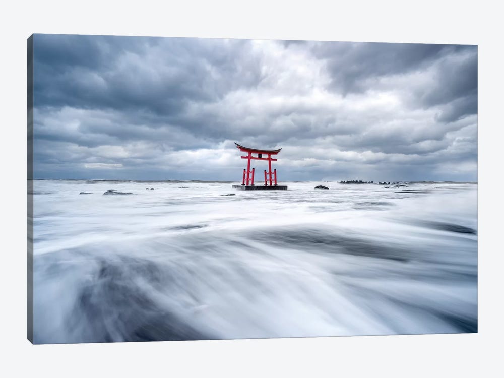 Red Torii Gate In The Sea by Jan Becke 1-piece Canvas Art