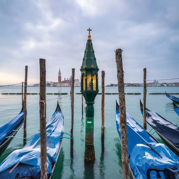 Venice: View Of San Giorgio Maggiore Island In Winter, Venice, Italy by Jan Becke