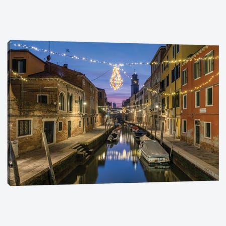 Christmas Decoration At A Small Canal In Venice, Italy Canvas Print #JNB2231} by Jan Becke Art Print