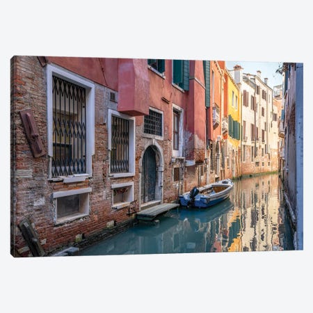 Colorful House Facades In A Small Canal In Venice, Italy Canvas Print #JNB2234} by Jan Becke Canvas Art