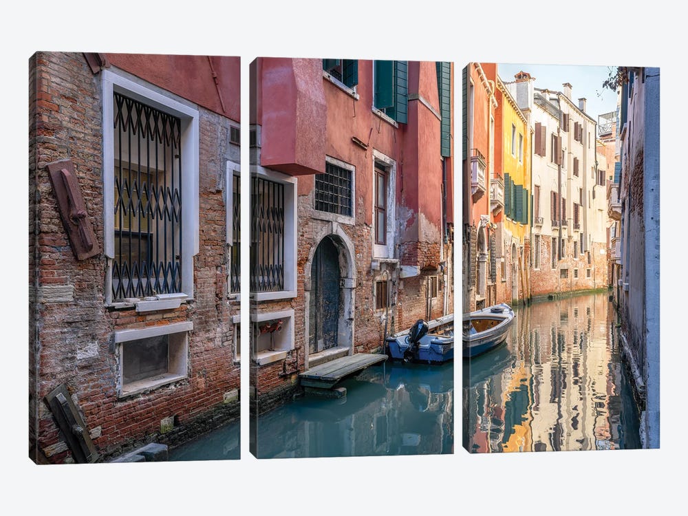 Colorful House Facades In A Small Canal In Venice, Italy by Jan Becke 3-piece Canvas Artwork