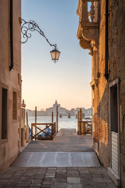 Venice: Small Alley With View Of The Church Chiesa Di Santa Maria Della Presentazione In Venice, Italy by Jan Becke