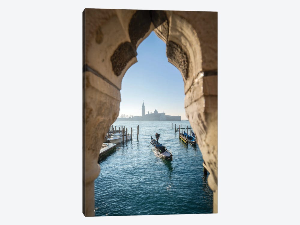 San Giorgio Maggiore Island And Gondola Seen From The Bridge Of Sighs, Venice, Italy by Jan Becke 1-piece Canvas Print