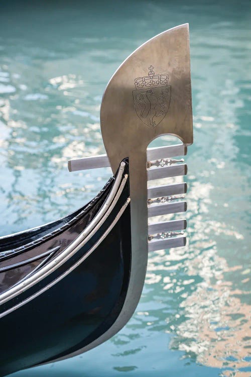 Bow Fitting Ferro Di Prua On A Venetian Gondola In Venice, Italy