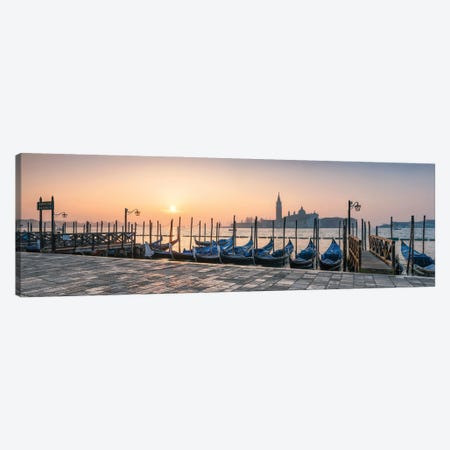 Panoramic View Of San Giorgio Maggiore With Gondolas At Sunrise, Venice, Italy Canvas Print #JNB2242} by Jan Becke Canvas Wall Art