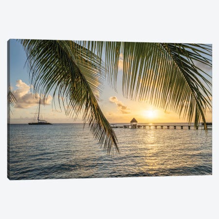 Sunset On A Tropical Island In The South Seas, French Polynesia Canvas Print #JNB2246} by Jan Becke Canvas Print