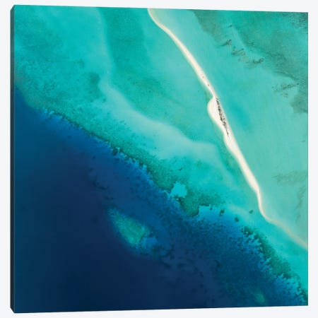 Aerial View Of A Sandbank And Blue Lagoon In Maldives Canvas Print #JNB2253} by Jan Becke Art Print