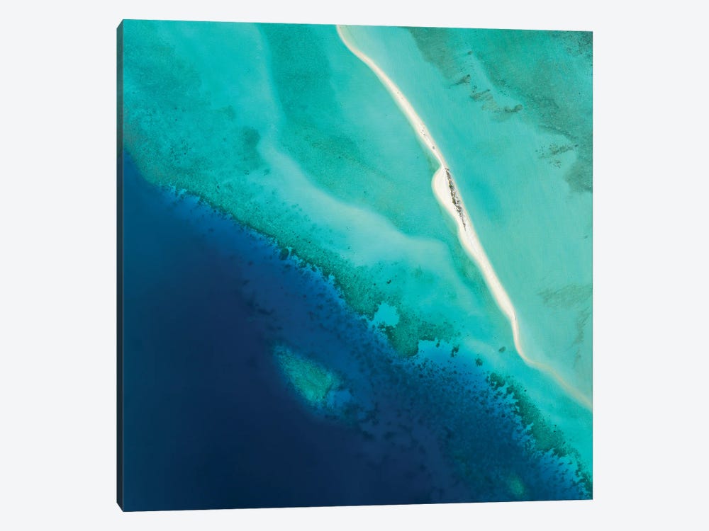 Aerial View Of A Sandbank And Blue Lagoon In Maldives by Jan Becke 1-piece Canvas Print