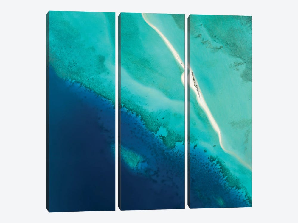 Aerial View Of A Sandbank And Blue Lagoon In Maldives by Jan Becke 3-piece Art Print