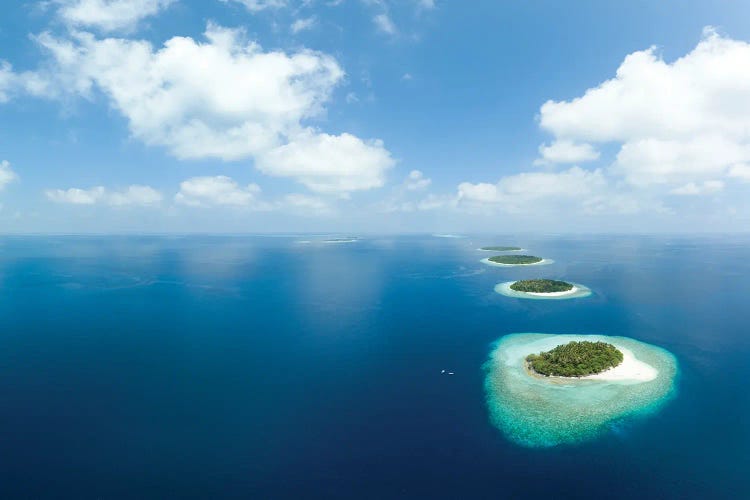 Aerial View Of Small Islands In Baa Atoll In Maldives