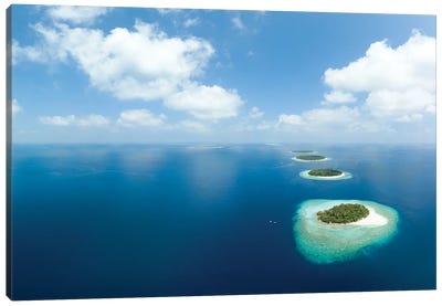 Aerial View Of Small Islands In Baa Atoll In Maldives Canvas Art Print - Maldives