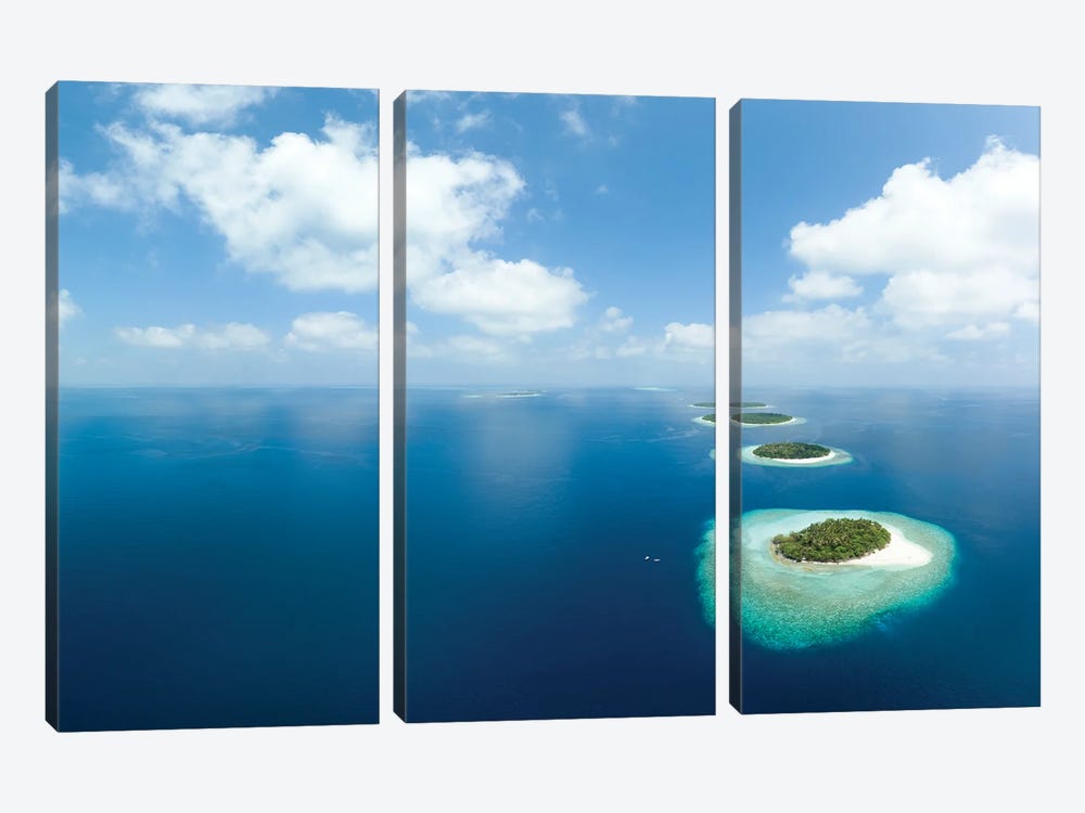 Aerial View Of Small Islands In Baa Atoll In Maldives by Jan Becke 3-piece Canvas Print