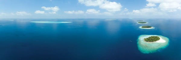 Aerial Beaches: Aerial Panorama Of Baa Atoll In Maldives by Jan Becke