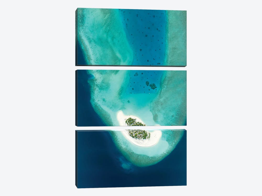 Aerial View Of A Small Tropical Island In Maldives by Jan Becke 3-piece Art Print