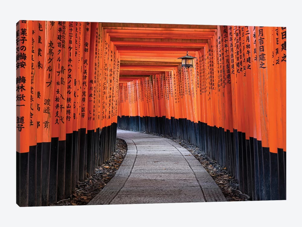 Red Torii Gates Of The Fushimi Inari Shrine In Kyoto, Japan by Jan Becke 1-piece Canvas Art Print