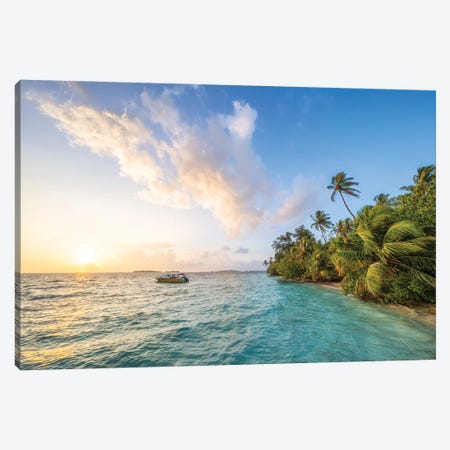Sunset On A Tropical Island In The Maldives Canvas Print #JNB2264} by Jan Becke Canvas Print