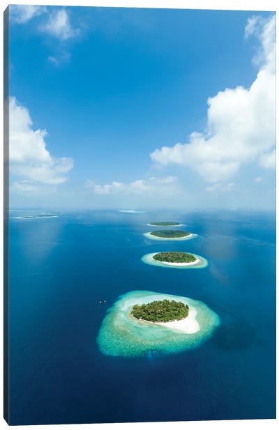 Aerial View Of Baa Atoll In The Maldives Canvas Art Print - Maldives