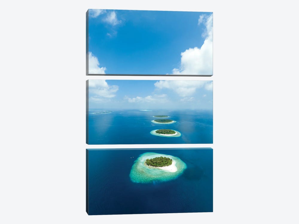 Aerial View Of Baa Atoll In The Maldives by Jan Becke 3-piece Canvas Art Print