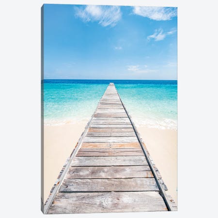 Wooden Pier At The Beach In The Maldives Canvas Print #JNB2267} by Jan Becke Canvas Art Print