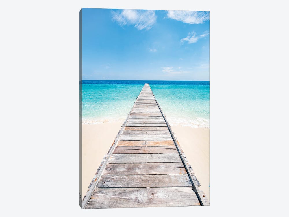 Wooden Pier At The Beach In The Maldives by Jan Becke 1-piece Canvas Artwork