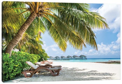Summer Vacation In The Maldives Canvas Art Print - Tropical Beach Art