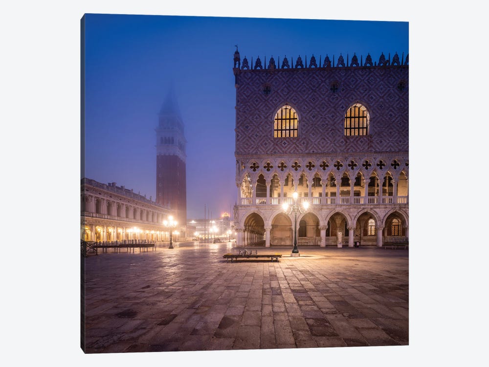 St Mark's Campanile And Doge's Palace Covered In Fog, Venice, Italy by Jan Becke 1-piece Canvas Artwork