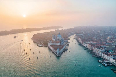 Aerial View Of Venice At Sunset by Jan Becke art print