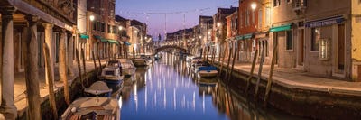 Canal At Night With Christmas Decoration, Murano Island, Venice, Italy by Jan Becke canvas print