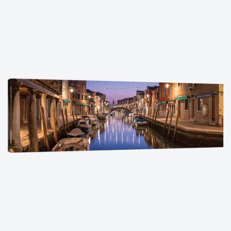 Canal At Night With Christmas Decoration, Murano Island, Venice, Italy Canvas Print #JNB2275} by Jan Becke Canvas Artwork