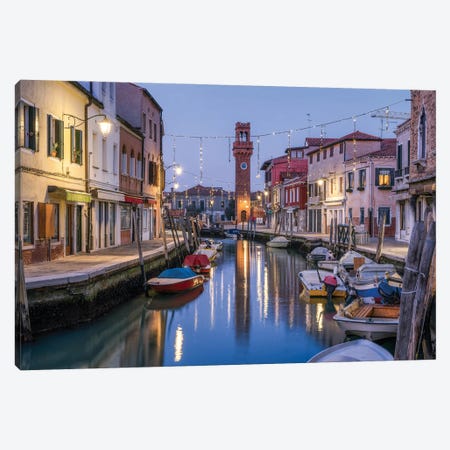 Bell Tower And Old Town Of Murano At Night, Venice, Italy Canvas Print #JNB2276} by Jan Becke Canvas Artwork