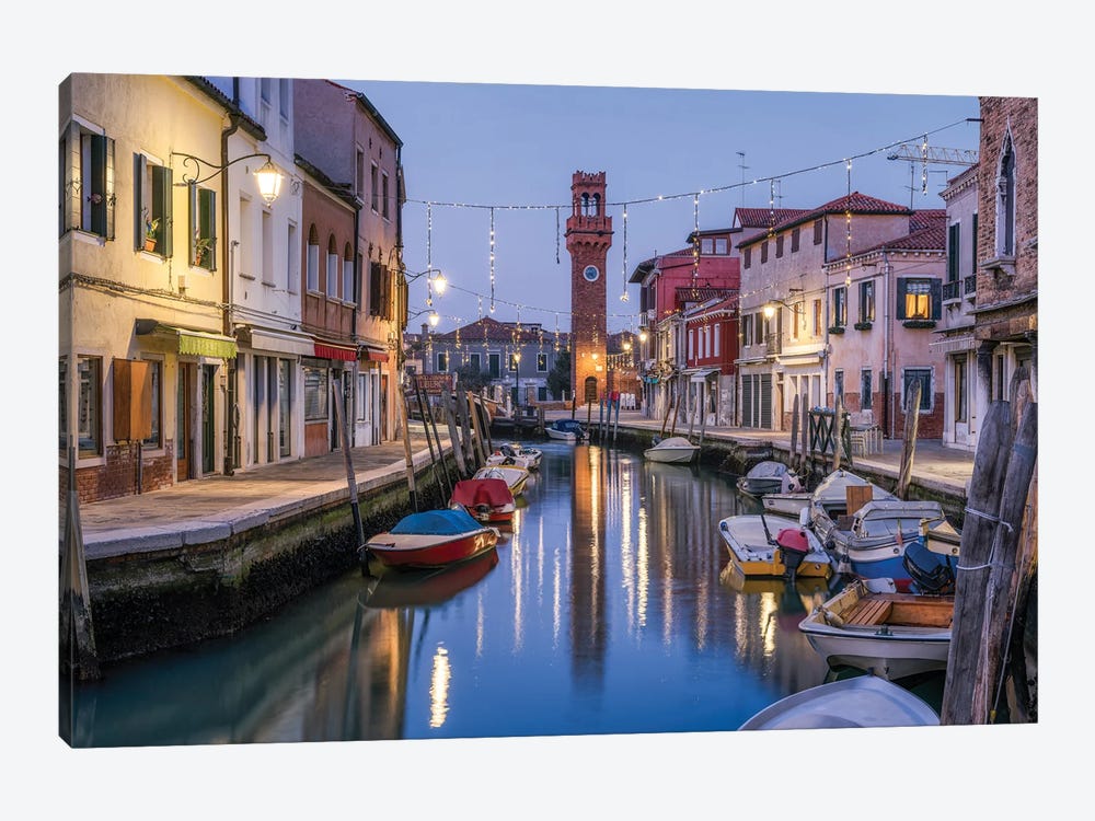 Bell Tower And Old Town Of Murano At Night, Venice, Italy by Jan Becke 1-piece Canvas Artwork