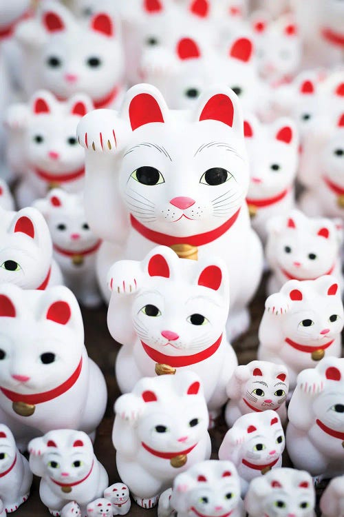 Manekineko Cat Figures As Sign Of Good Luck