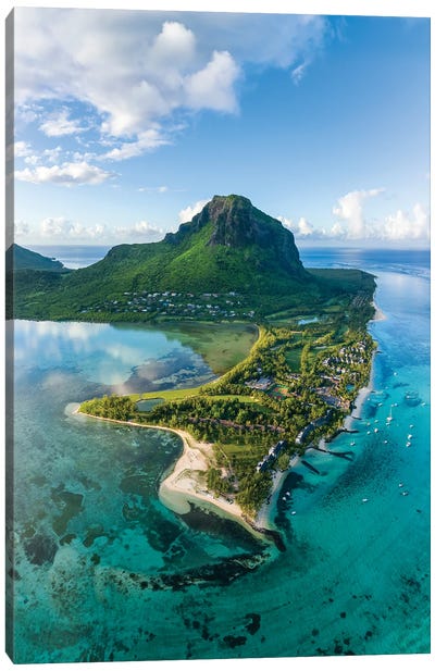 Aerial View Of Le Morne Brabant Mountain On Mauritius Island Canvas Art Print