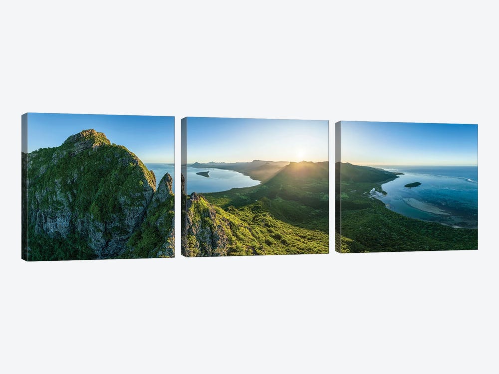 Sunrise Seen From Top Of Le Morne Brabant Mountain On Mauritius Island by Jan Becke 3-piece Canvas Art