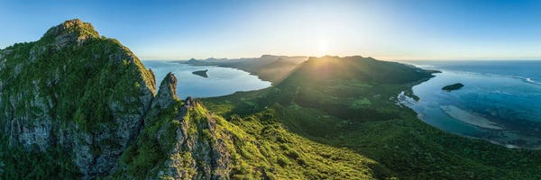 Mauritius: Sunrise Seen From Top Of Le Morne Brabant Mountain On Mauritius Island by Jan Becke