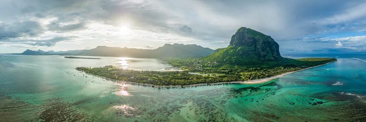 Aerial Panorama Of Mauritius Island At Sunrise