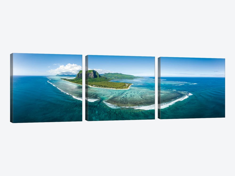 Aerial Panorama Of Mauritius Island In The Indian Ocean by Jan Becke 3-piece Canvas Wall Art