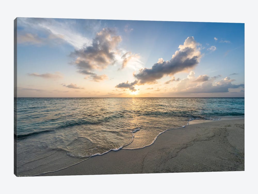 Sunset On The Beach In The Maldives by Jan Becke 1-piece Canvas Artwork