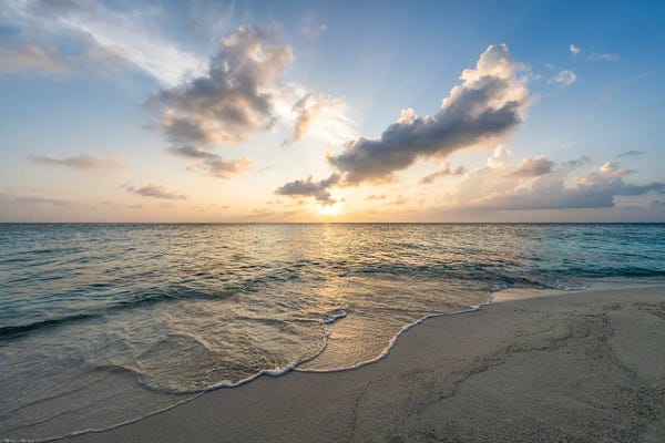 Fine Art Print: Sunset On The Beach In The Maldives by Jan Becke