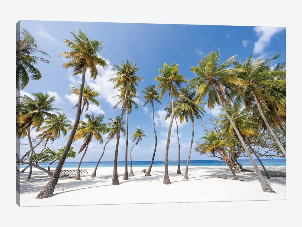 Palm Trees On The Beach On A Tropical Island In The Maldives by Jan Becke 1-piece Art Print