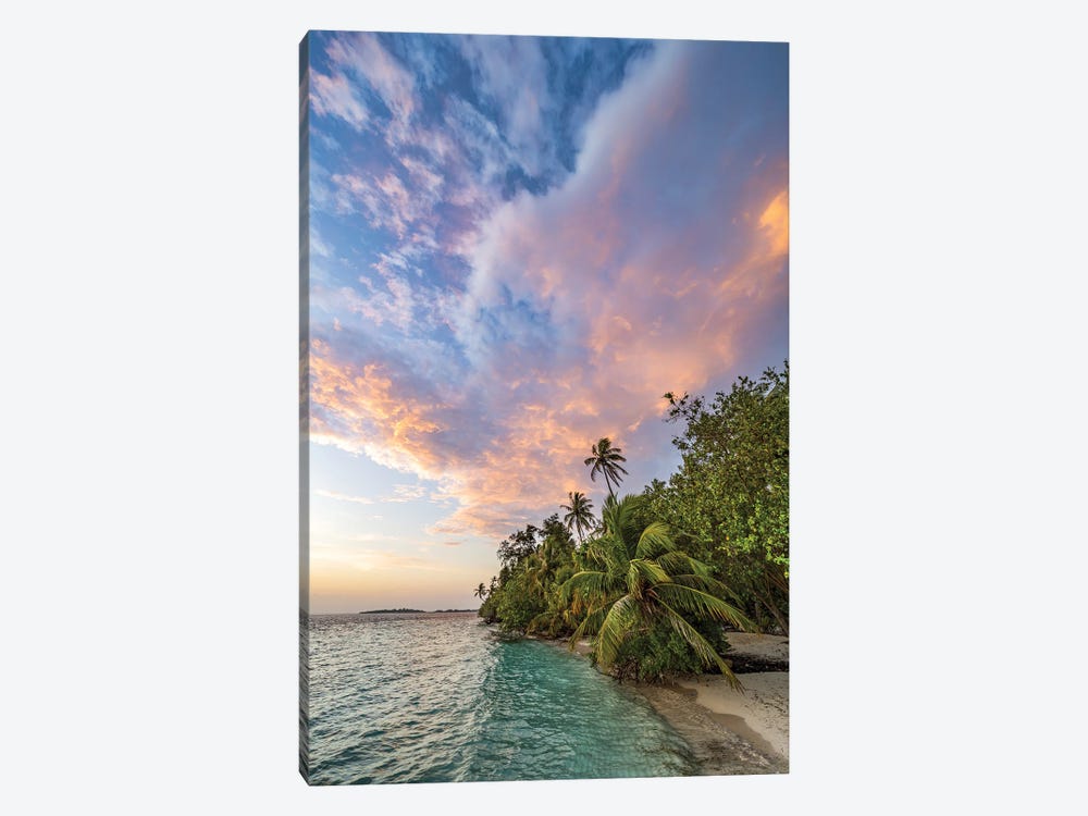 Dramatic Sunrise At The Beach On A Tropical Island In The Maldives by Jan Becke 1-piece Canvas Art Print